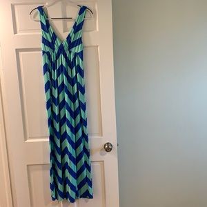 Size Small J Crew Factory blue teal chevron maxi